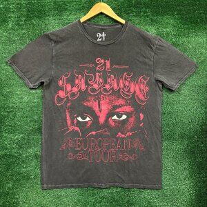 21 Savage European Tour Hip-Hop T-Shirt Size Medium